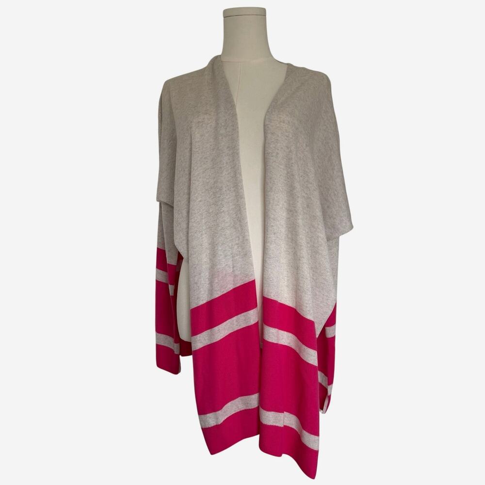 St. John Boutiques One Size 100% Wool Wrap Shawl Colorblock Pink Gray Cape